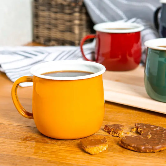 Xfganthon-Argon Tableware Coloured Enamel Belly Mug - 375ml - Yellow