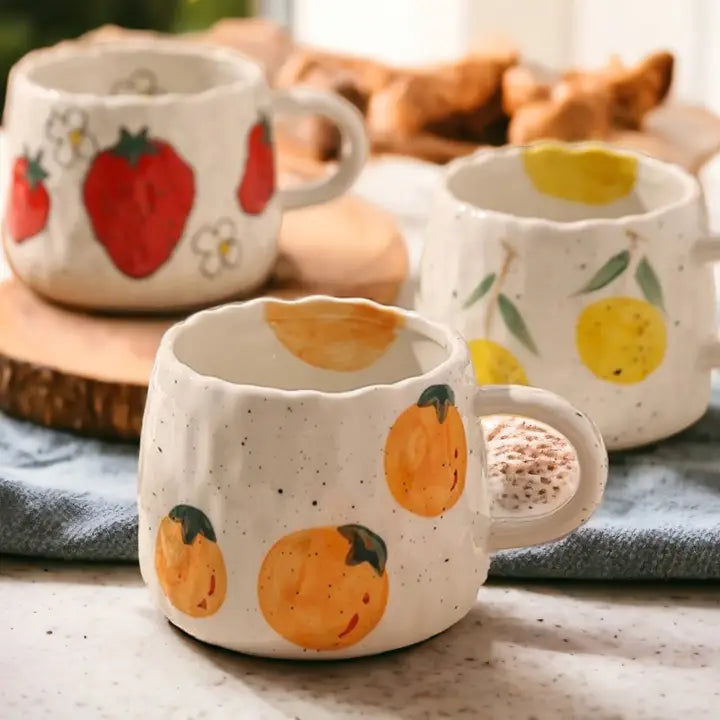 Xfganthon-Ceramic Fruit Printed Mugs | Coffee Cups | Drinkware